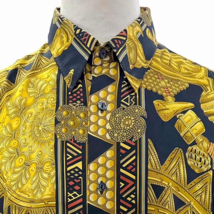 Great HERMES Long sleeve shirt All-over print, Serie button long sleeves silk 43