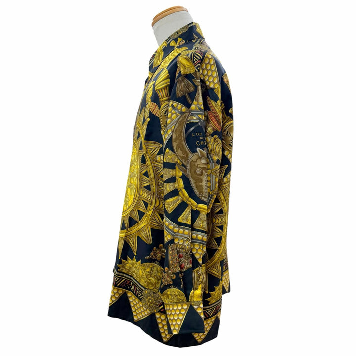 Great HERMES Long sleeve shirt All-over print, Serie button long sleeves silk 43