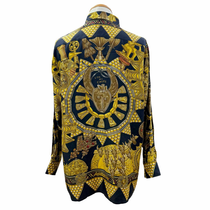 Great HERMES Long sleeve shirt All-over print, Serie button long sleeves silk 43