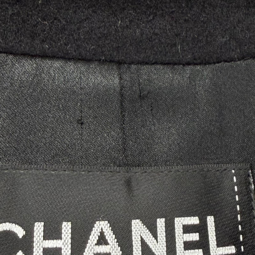 Excellent CHANEL coat COCO Mark Button Chain Design Buckle cashmere FR 36 P36033