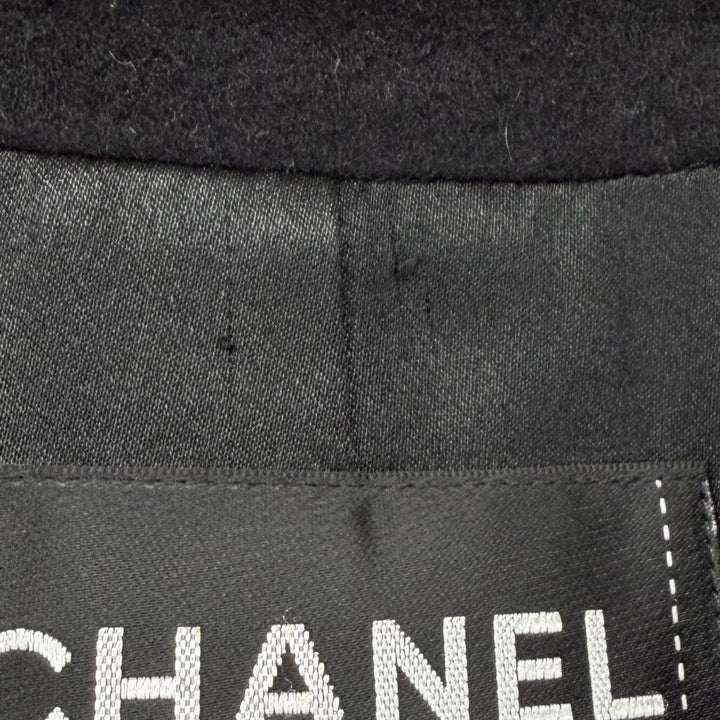 Excellent CHANEL coat COCO Mark Button Chain Design Buckle cashmere FR 36 P36033