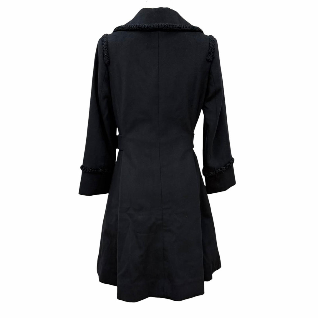 Excellent CHANEL coat COCO Mark Button Chain Design Buckle cashmere FR 36 P36033