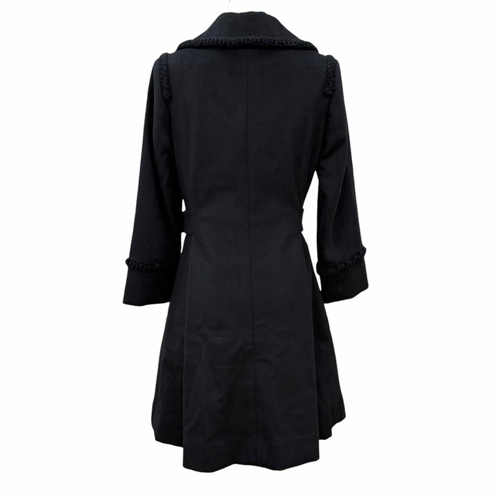 Excellent CHANEL coat COCO Mark Button Chain Design Buckle cashmere FR 36 P36033