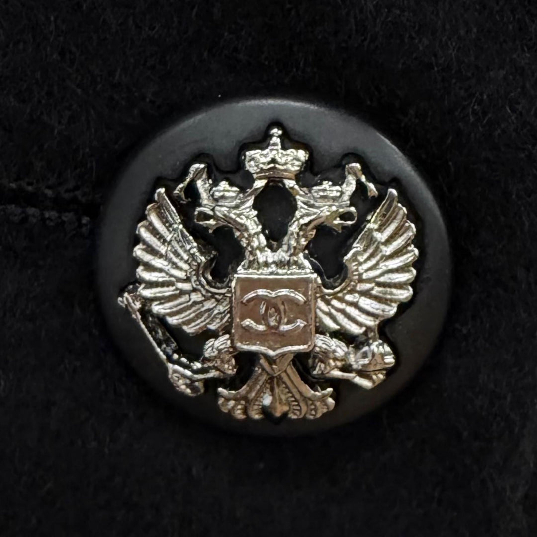 Excellent CHANEL coat COCO Mark Button Chain Design Buckle cashmere FR 36 P36033
