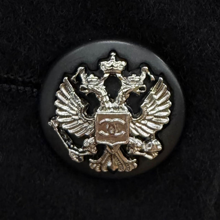 Excellent CHANEL coat COCO Mark Button Chain Design Buckle cashmere FR 36 P36033