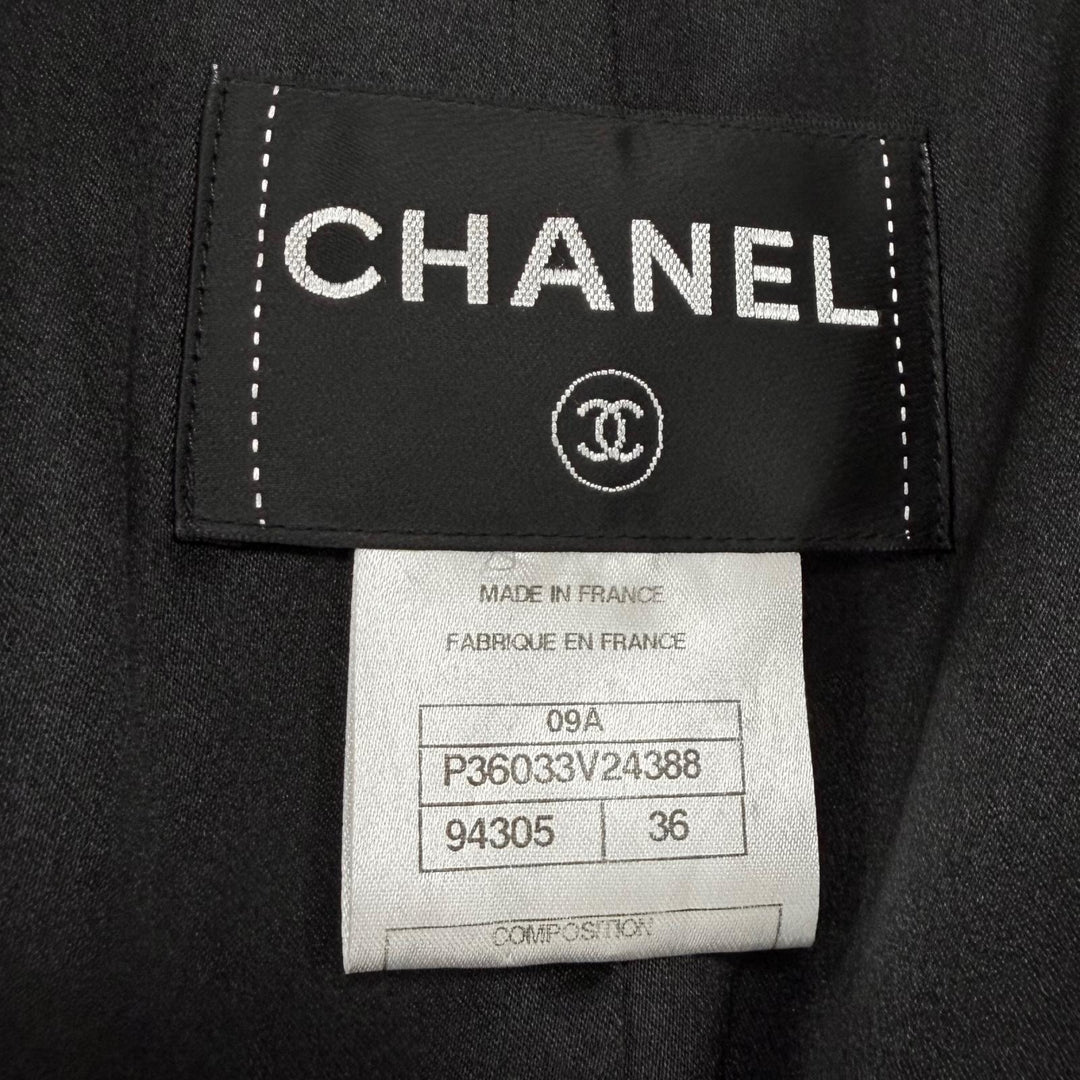 Excellent CHANEL coat COCO Mark Button Chain Design Buckle cashmere FR 36 P36033