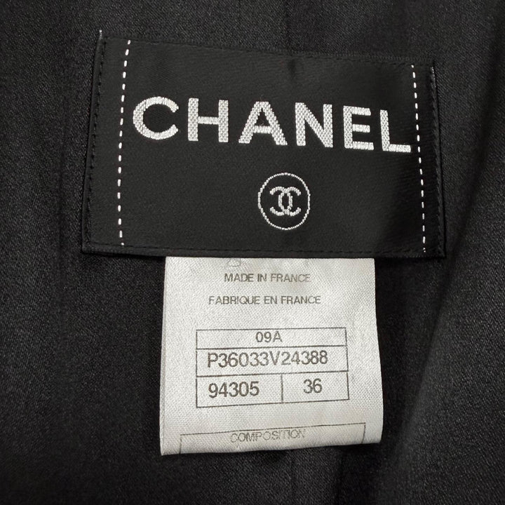 Excellent CHANEL coat COCO Mark Button Chain Design Buckle cashmere FR 36 P36033