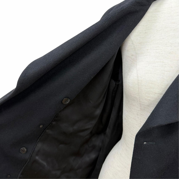 Excellent CHANEL coat Belted COCO Mark Button Long black cashmere FR 40 P36435