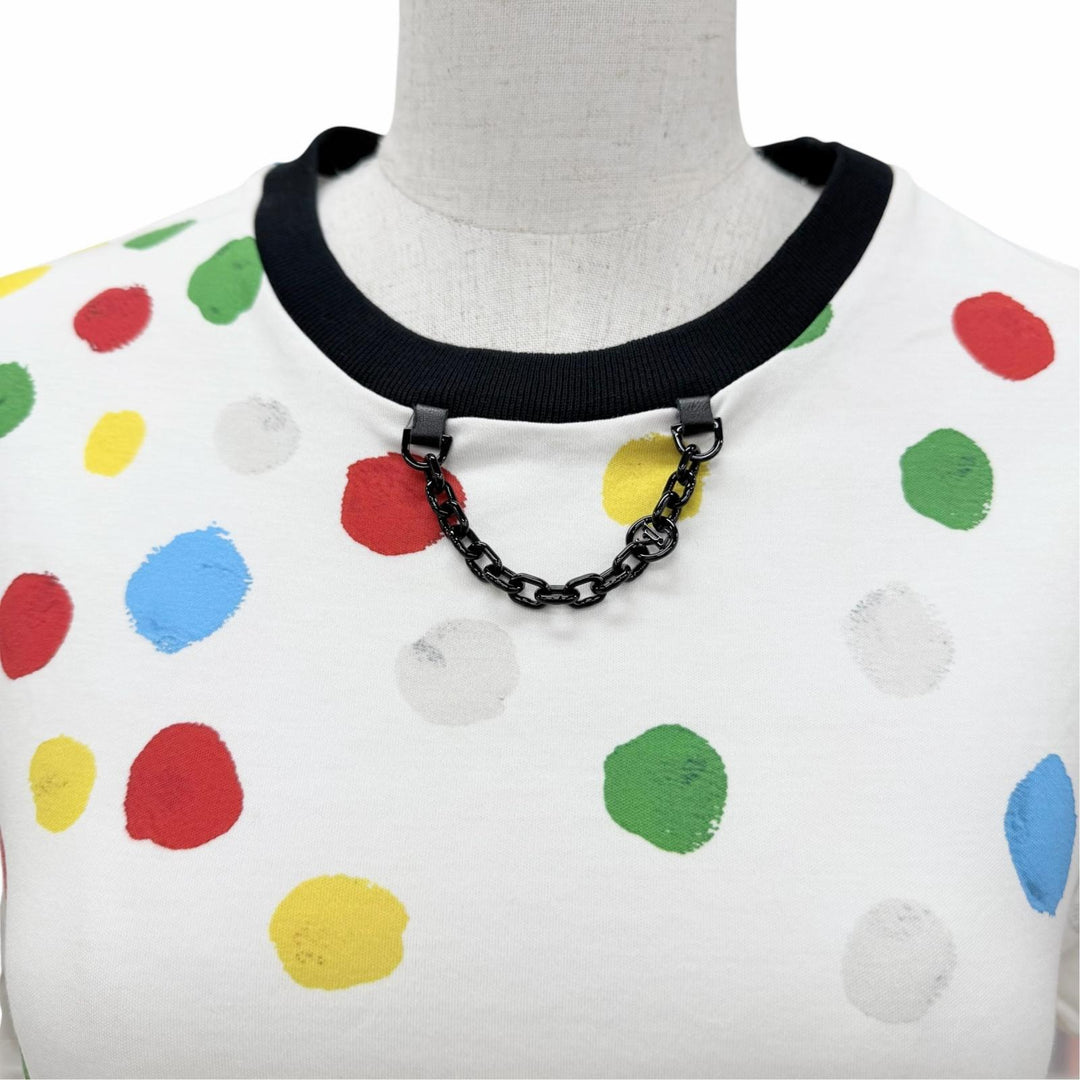 Excellent LOUIS VUITTON×Yayoi Kusama Short sleeve T-shirt white cotton Women XS