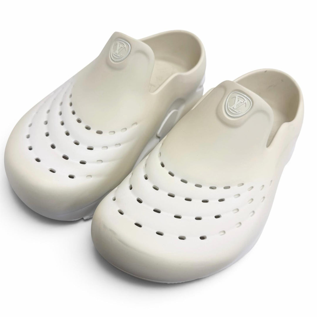 Great LOUIS VUITTON Sandals LV Sharkline Circle logo platform shoes Ivory
