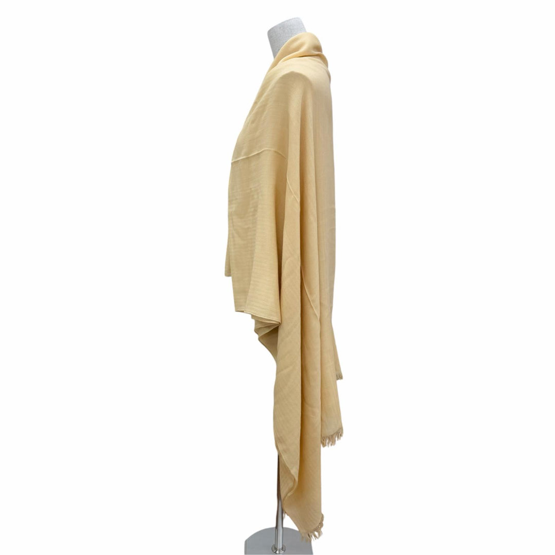 Pristine HERMES Stall Big HPattern Large shawl with fringe beige cashmere Women