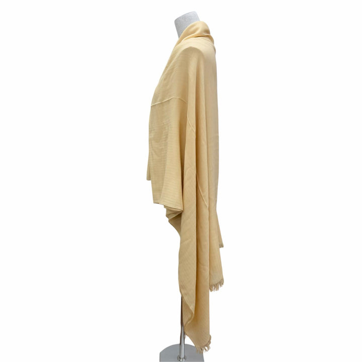 Pristine HERMES Stall Big HPattern Large shawl with fringe beige cashmere Women