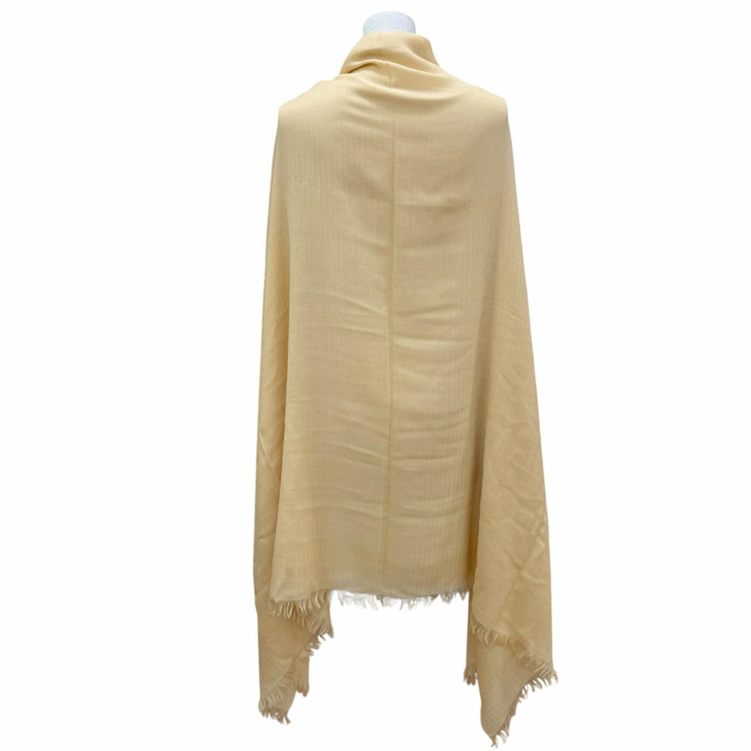 Pristine HERMES Stall Big HPattern Large shawl with fringe beige cashmere Women