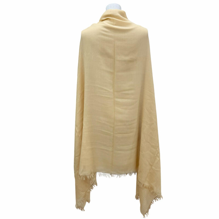 Pristine HERMES Stall Big HPattern Large shawl with fringe beige cashmere Women