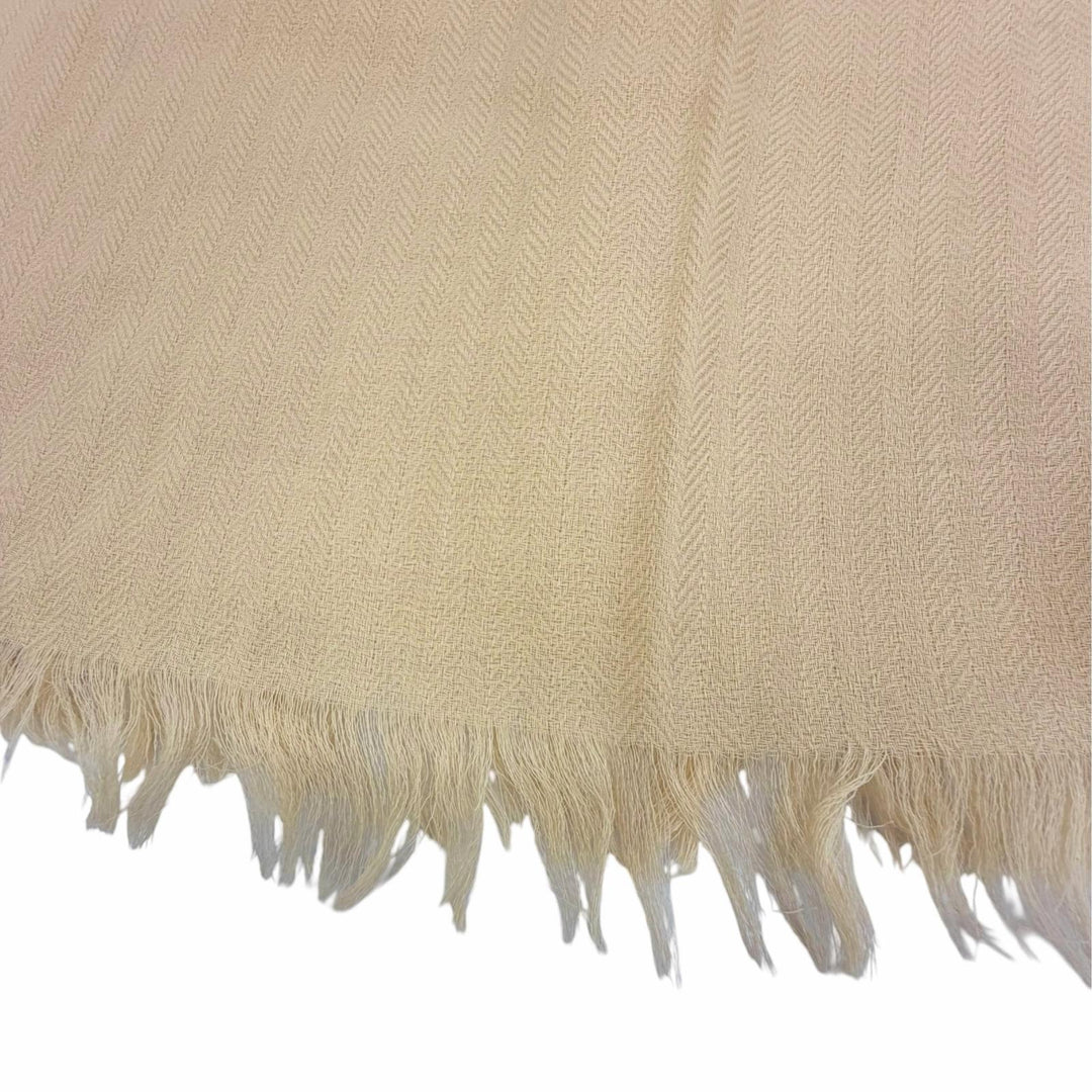 Pristine HERMES Stall Big HPattern Large shawl with fringe beige cashmere Women