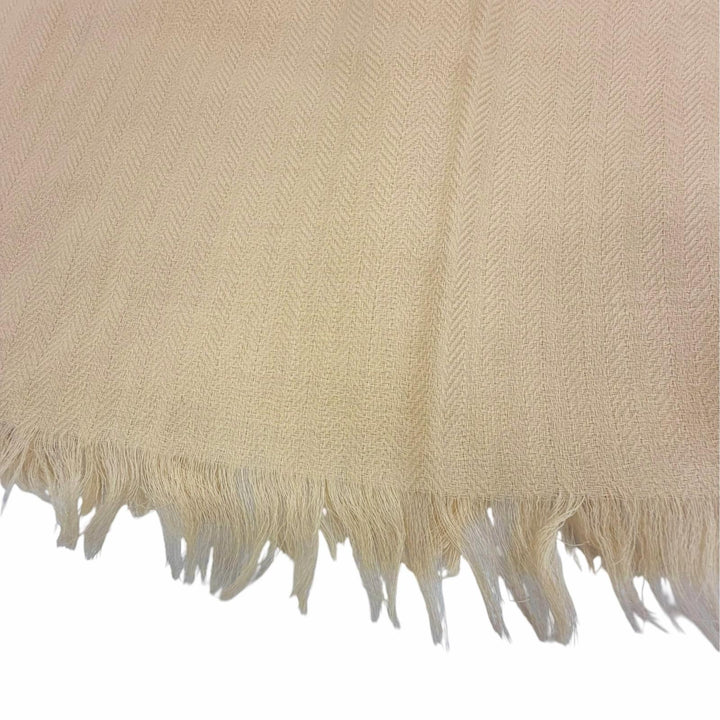 Pristine HERMES Stall Big HPattern Large shawl with fringe beige cashmere Women