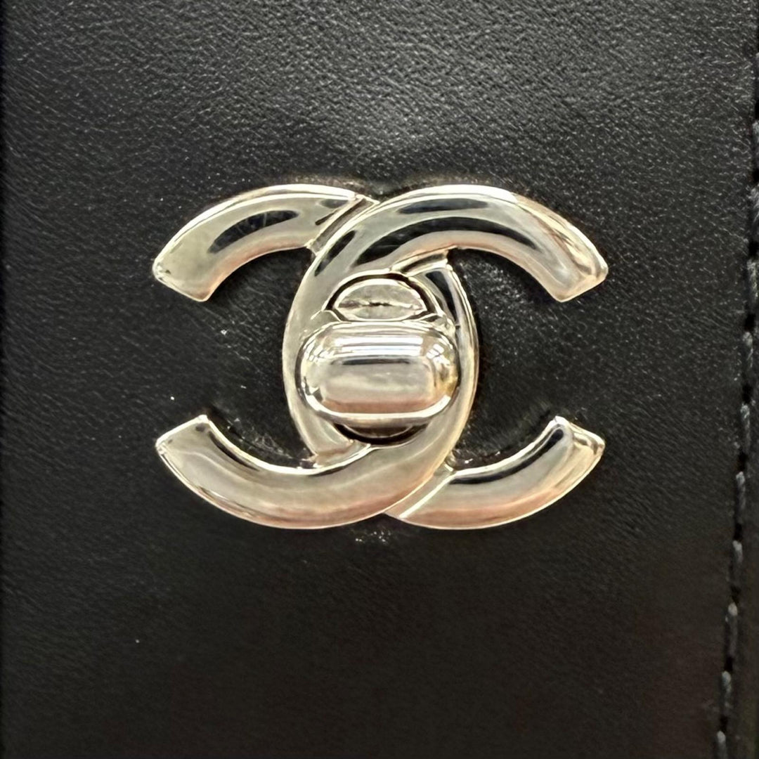 Great CHANEL Knee-high boots COCO Mark Turn Lock Leather black leather IT 38