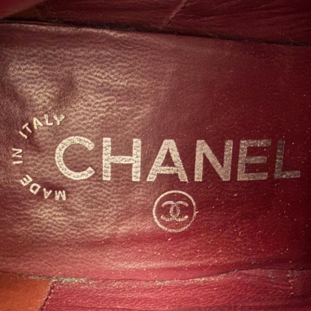 Great CHANEL Knee-high boots COCO Mark Turn Lock Leather black leather IT 38