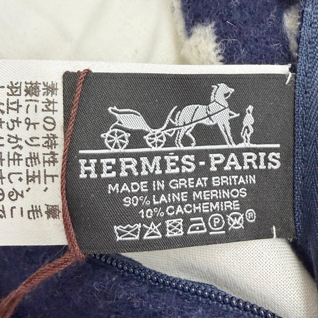 Excellent HERMES cushion Avalon 3 PM interior Navy wool Women