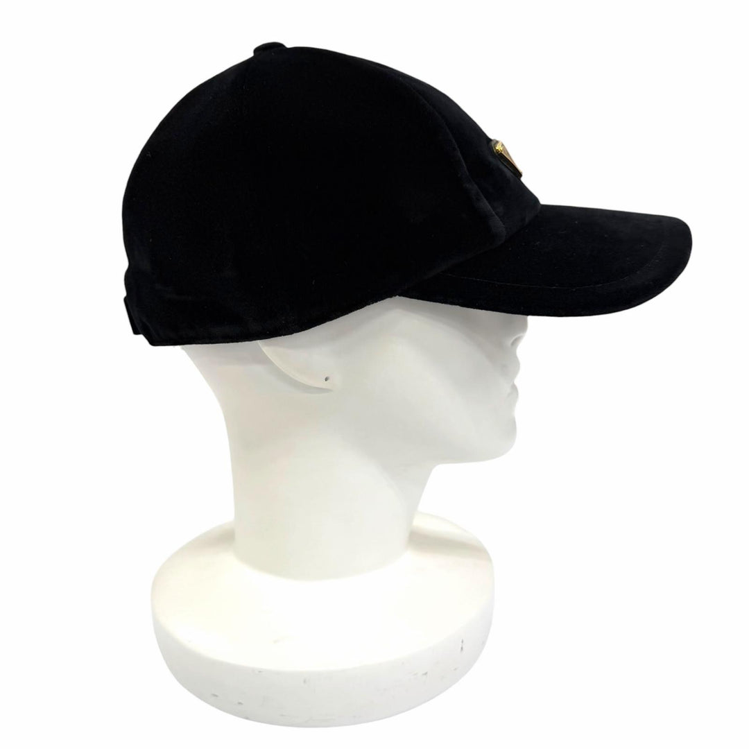 Excellent PRADA cap Triangle with logo velvet baseball black cotton M 1HC336
