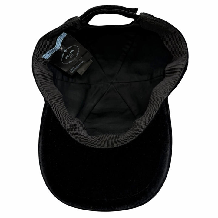 Excellent PRADA cap Triangle with logo velvet baseball black cotton M 1HC336