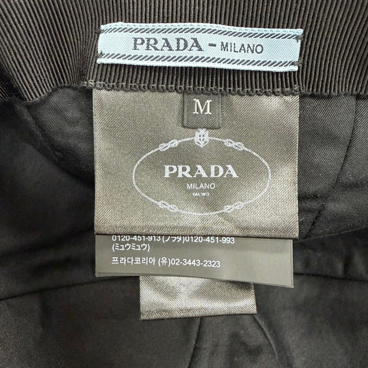Excellent PRADA cap Triangle with logo velvet baseball black cotton M 1HC336