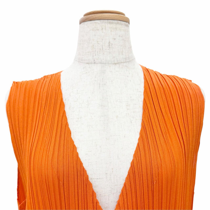 Excellent PLEATS PLEASE Best Long gilet Orange polyester Women 3