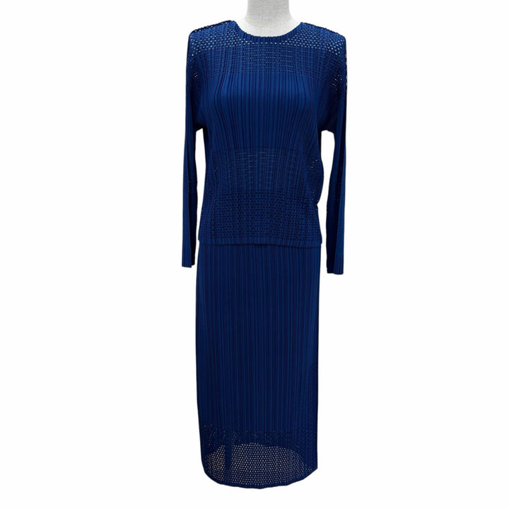 Excellent PLEATS PLEASE two-piece set Tops and skirts Navy PP31JK921 PP31JG922