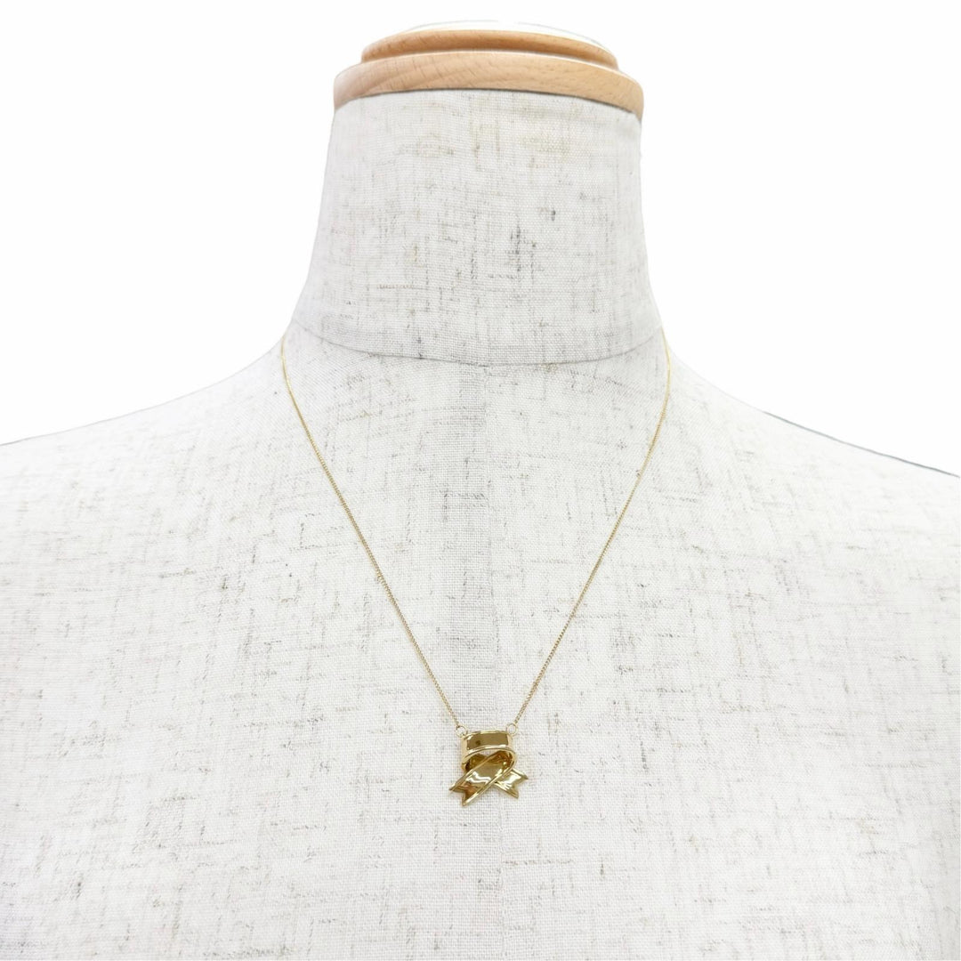 Excellent TIFFANY&Co. Cross Ribbon Motif Necklace Accessory 750 (YG) yellow goal