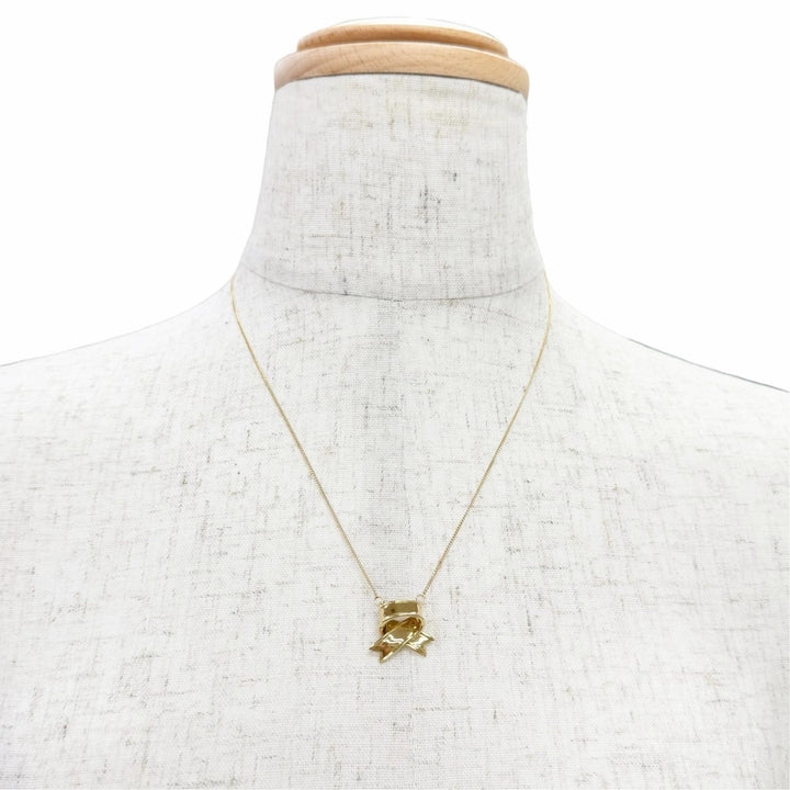 Excellent TIFFANY&Co. Cross Ribbon Motif Necklace Accessory 750 (YG) yellow goal