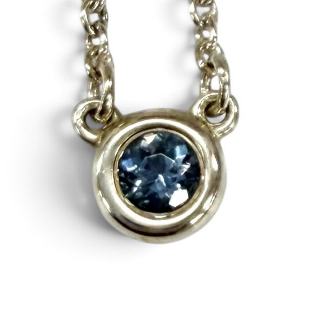 Great TIFFANY&Co. Necklace Color by the Yard Aquamarine Pendant Silver AG925
