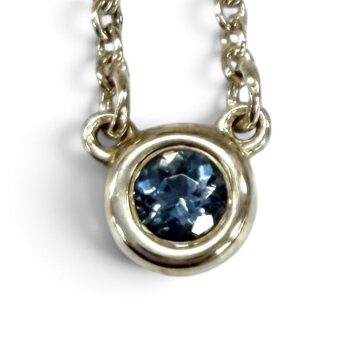 Great TIFFANY&Co. Necklace Color by the Yard Aquamarine Pendant Silver AG925