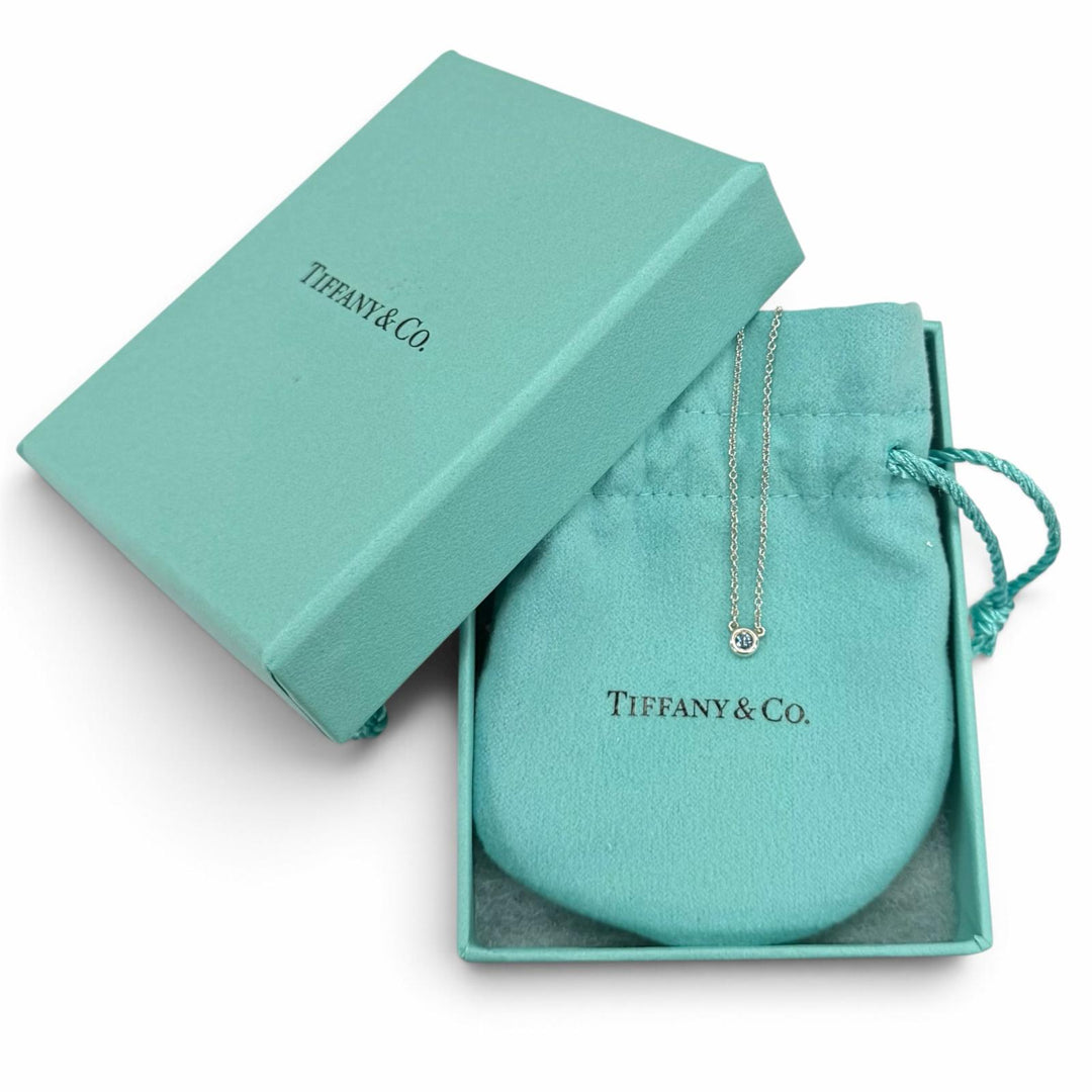 Great TIFFANY&Co. Necklace Color by the Yard Aquamarine Pendant Silver AG925