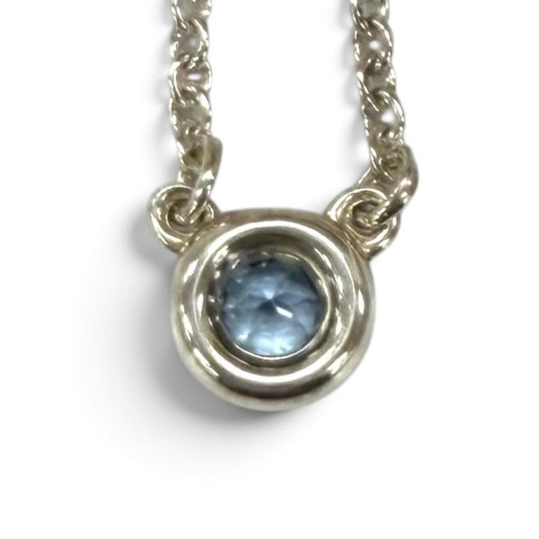 Great TIFFANY&Co. Necklace Color by the Yard Aquamarine Pendant Silver AG925