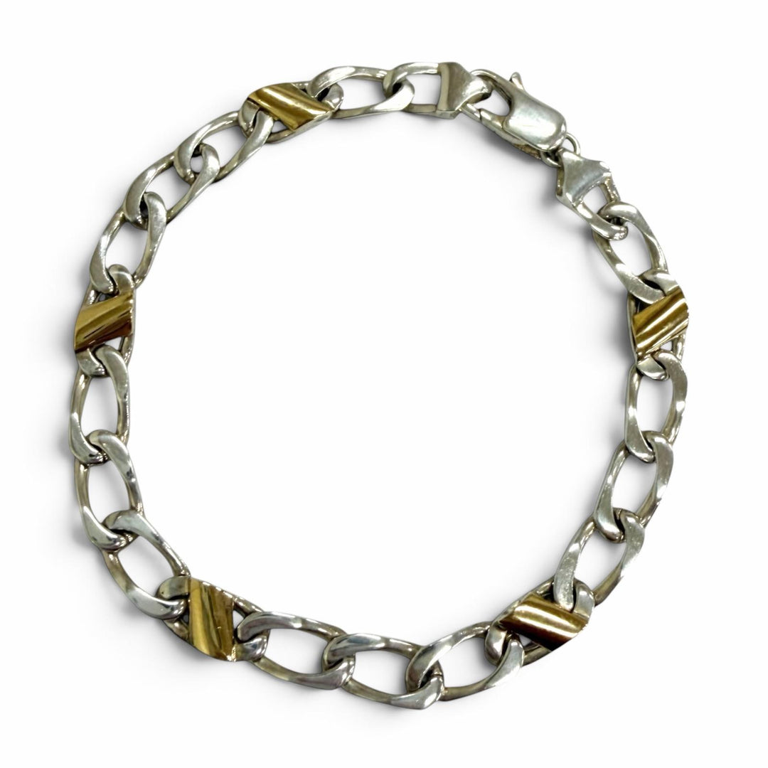 Great TIFFANY&Co. bracelet Figaro Combo Chain Silver SV925 mens
