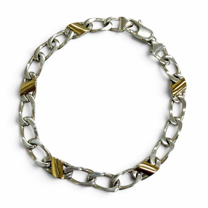 Great TIFFANY&Co. bracelet Figaro Combo Chain Silver SV925 mens
