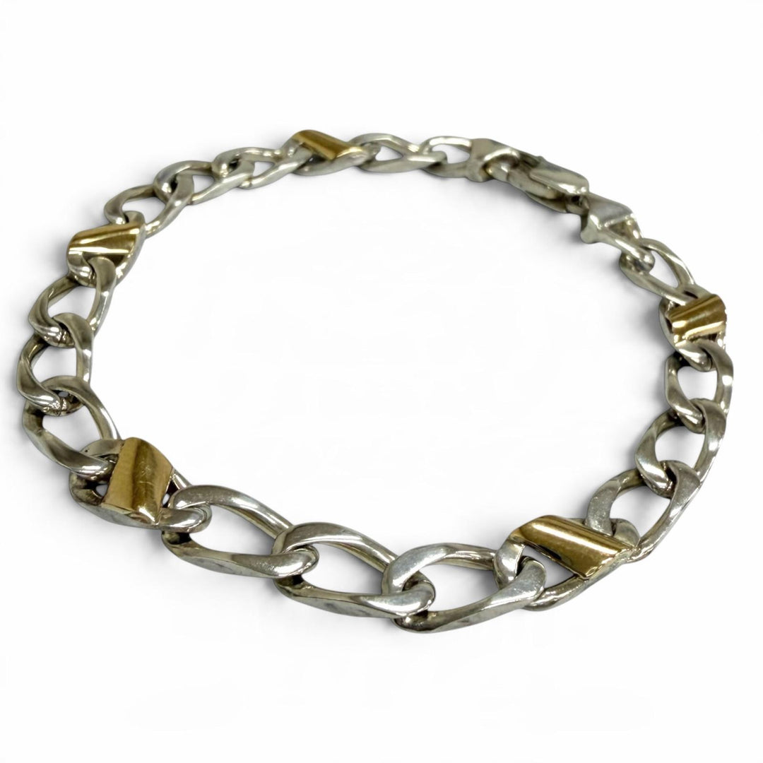 Great TIFFANY&Co. bracelet Figaro Combo Chain Silver SV925 mens