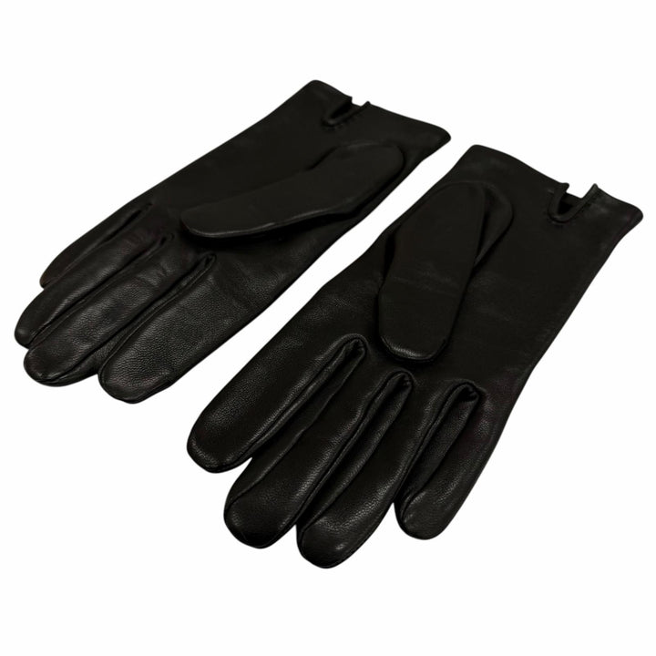 Pristine HERMES Bastille H logo embroidered leather gloves Anjou Glacé 6.5