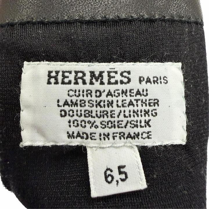 Pristine HERMES Bastille H logo embroidered leather gloves Anjou Glacé 6.5