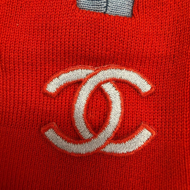Pristine CHANEL Best COCO Mark ZIP UP Knit Red cotton Women FR 38 02S P19525