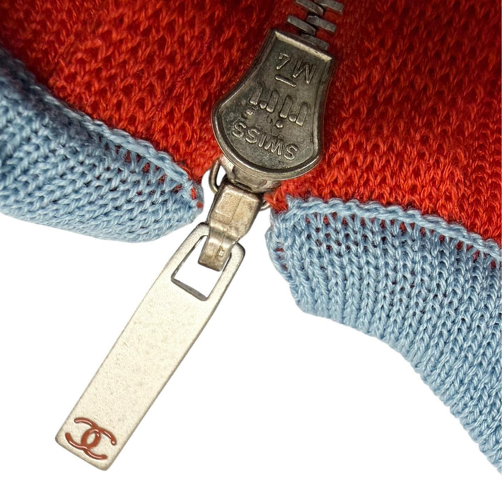 Pristine CHANEL Best COCO Mark ZIP UP Knit Red cotton Women FR 38 02S P19525