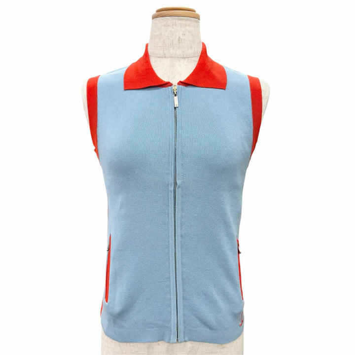 Pristine CHANEL Best COCO Mark Zip-Up Knit blue cotton Women FR 38 02S P19525