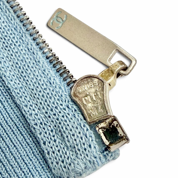 Pristine CHANEL Best COCO Mark Zip-Up Knit blue cotton Women FR 38 02S P19525