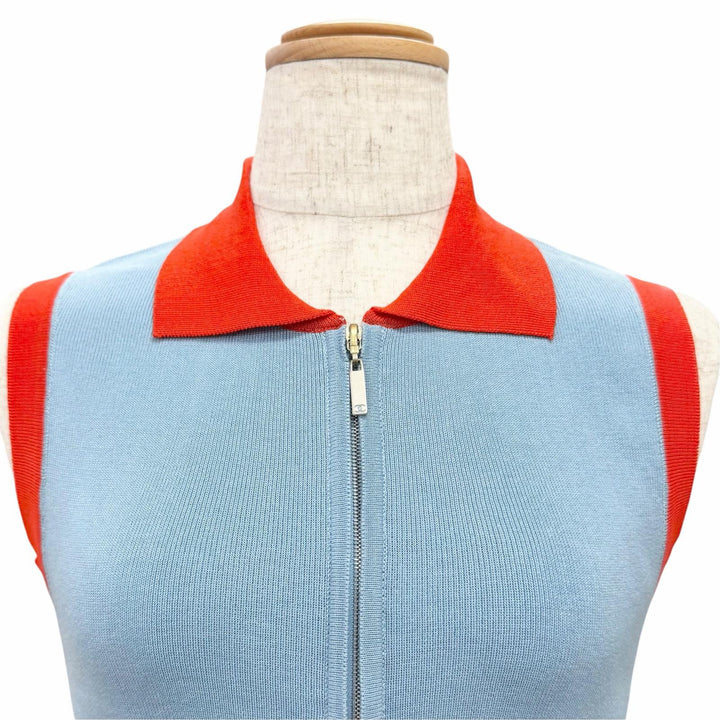 Pristine CHANEL Best COCO Mark Zip-Up Knit blue cotton Women FR 38 02S P19525