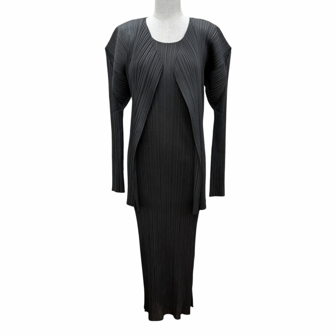 Excellent PLEATS PLEASE ensemble Jackets and dresses Charcoal gray Women
