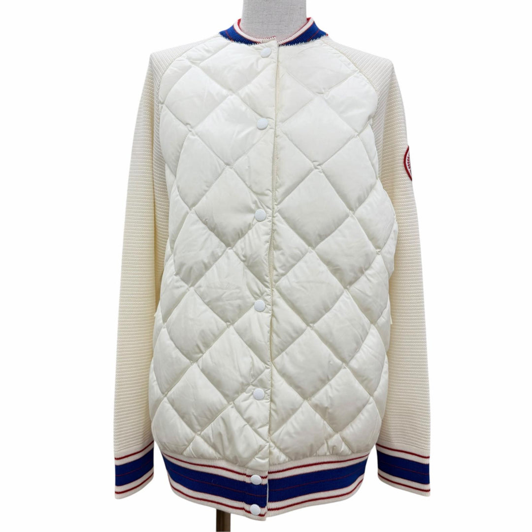 Excellent CANADA GOOSE Down jacket quilted knit trim Ivory wool Women S 7032L1