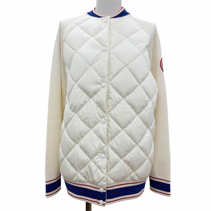 Excellent CANADA GOOSE Down jacket quilted knit trim Ivory wool Women S 7032L1
