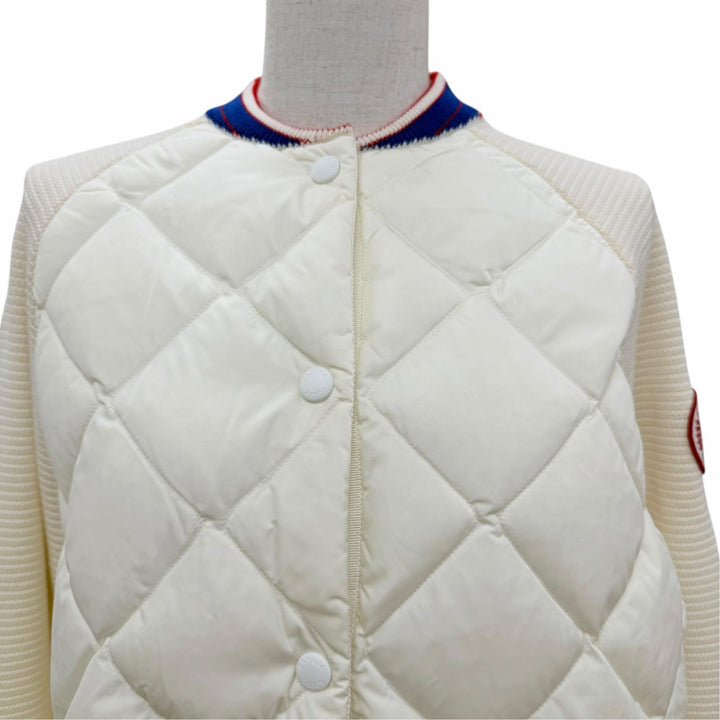 Excellent CANADA GOOSE Down jacket quilted knit trim Ivory wool Women S 7032L1