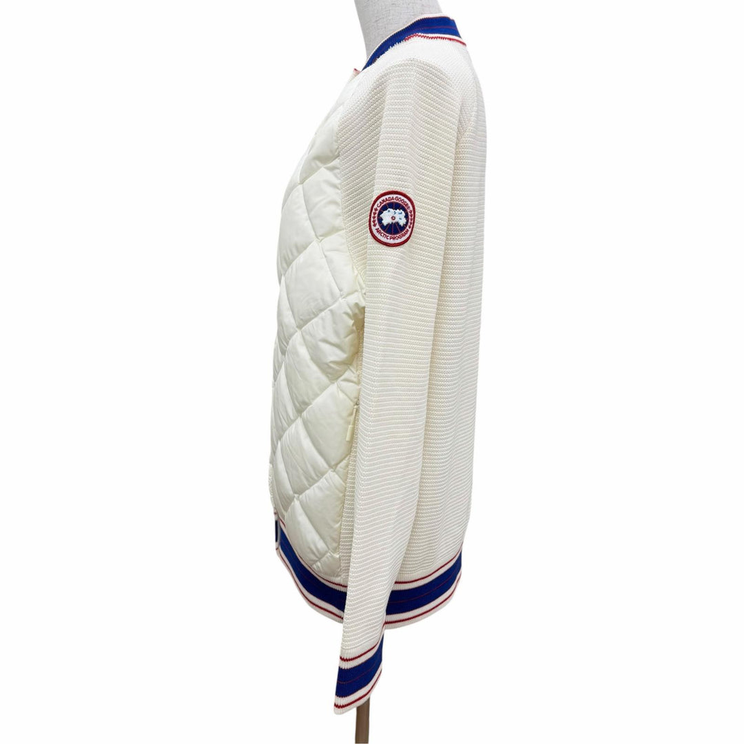 Excellent CANADA GOOSE Down jacket quilted knit trim Ivory wool Women S 7032L1