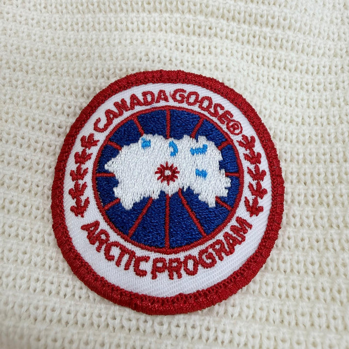 Excellent CANADA GOOSE Down jacket quilted knit trim Ivory wool Women S 7032L1